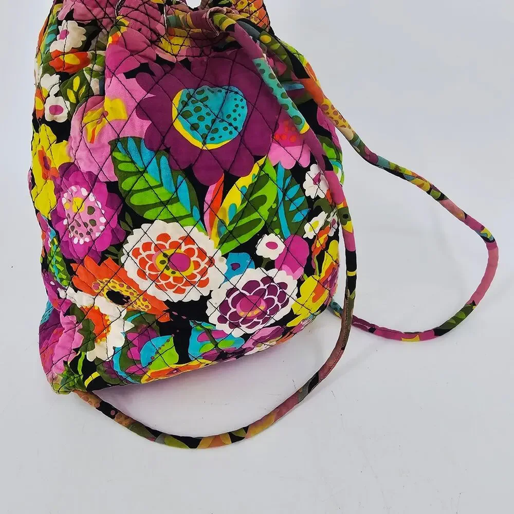 Vera Bradley Multicolor Floral Bucket Backpack Retired Cotton Quilted Boho